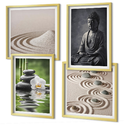 Polittico con cornice Buddha in relax sulla spiaggia