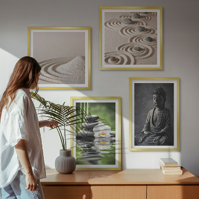 Polittico con cornice Buddha in relax sulla spiaggia