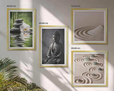 Polittico con cornice Buddha in relax sulla spiaggia