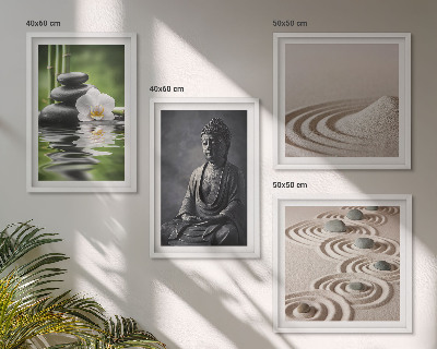 Polittico con cornice Buddha in relax sulla spiaggia