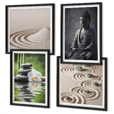 Polittico con cornice Buddha in relax sulla spiaggia