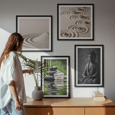 Polittico con cornice Buddha in relax sulla spiaggia