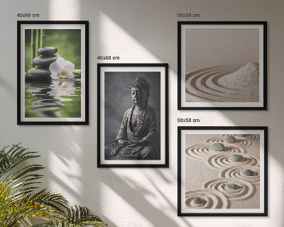 Polittico con cornice Buddha in relax sulla spiaggia