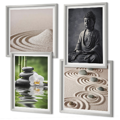 Polittico con cornice Buddha in relax sulla spiaggia