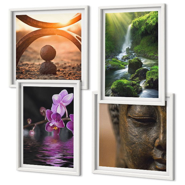 Polittico con cornice Fiori nell'acqua della cascata del Buddha