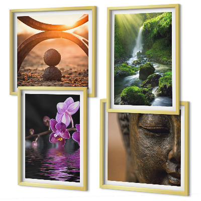 Polittico con cornice Fiori nell'acqua della cascata del Buddha