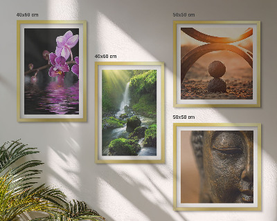 Polittico con cornice Fiori nell'acqua della cascata del Buddha