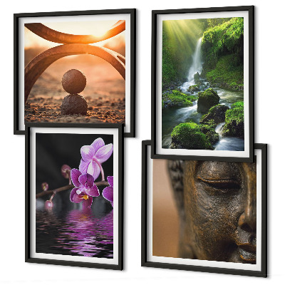 Polittico con cornice Fiori nell'acqua della cascata del Buddha