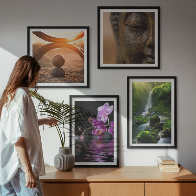 Polittico con cornice Fiori nell'acqua della cascata del Buddha