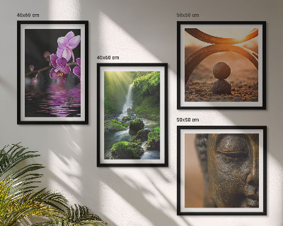 Polittico con cornice Fiori nell'acqua della cascata del Buddha