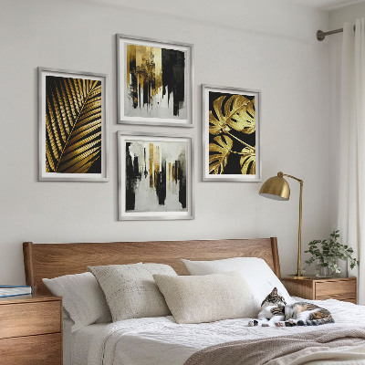 Polittico con cornice Foglie di palma Monstera astratte