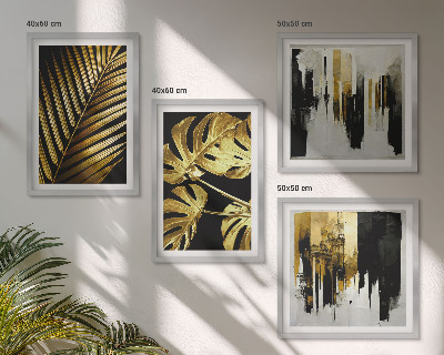 Polittico con cornice Foglie di palma Monstera astratte