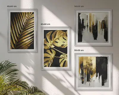 Foglie di palma Monstera astratte polittico con cornice