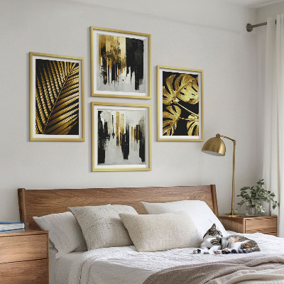Polittico con cornice Foglie di palma Monstera astratte
