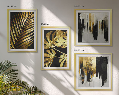 Polittico con cornice Foglie di palma Monstera astratte