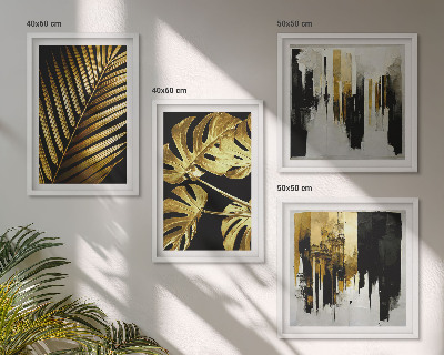 Polittico con cornice Foglie di palma Monstera astratte