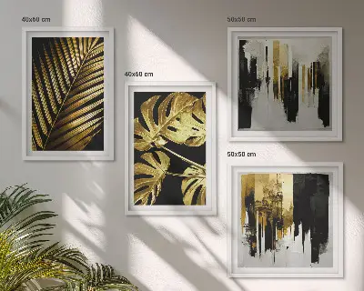 Foglie di palma Monstera astratte polittico con cornice