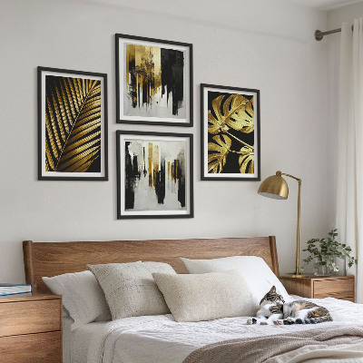 Polittico con cornice Foglie di palma Monstera astratte