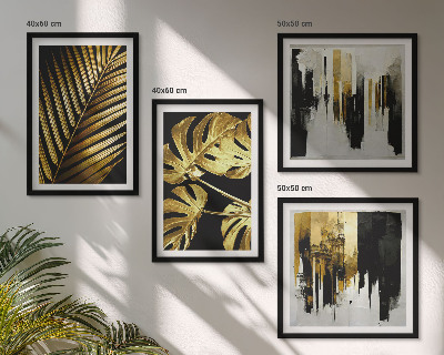 Polittico con cornice Foglie di palma Monstera astratte