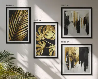 Foglie di palma Monstera astratte polittico con cornice