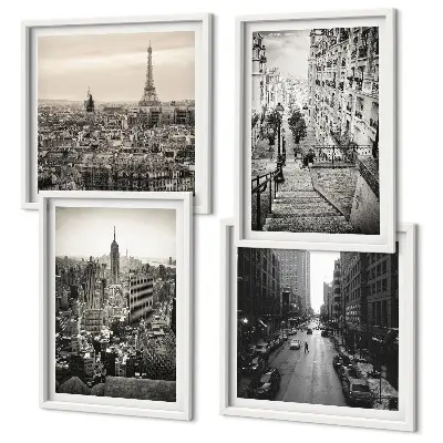 Galleria a parete con vedute di Parigi e New York per scale
