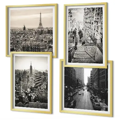 Galleria a parete con vedute di Parigi e New York per scale