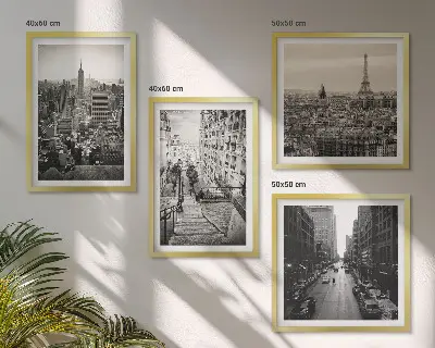 Galleria a parete con vedute di Parigi e New York per scale