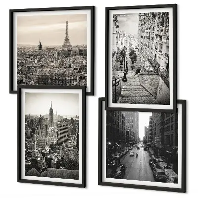Galleria a parete con vedute di Parigi e New York per scale