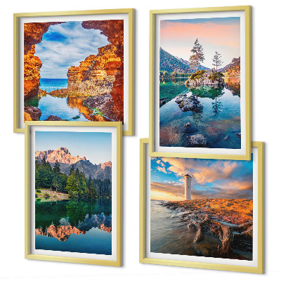 Polittico con cornice Laghi di montagna, riflessi di rocce