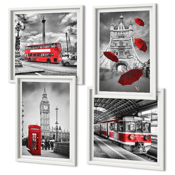 Galleria a parete Londra con accenti rossi
