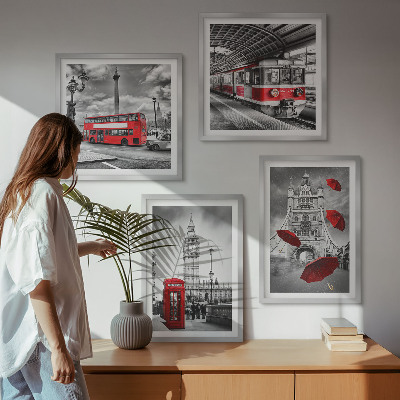 Galleria a parete Londra con accenti rossi
