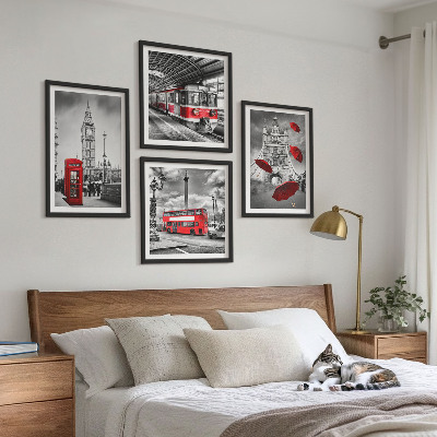 Galleria a parete Londra con accenti rossi