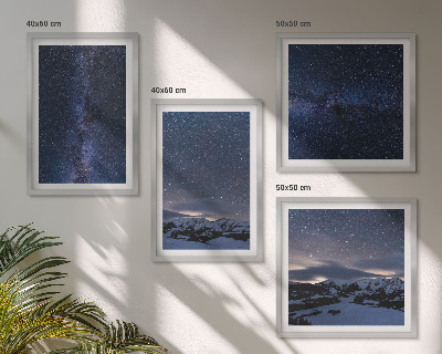 Composizione di 4 quadri Cielo notturno montagne stelle