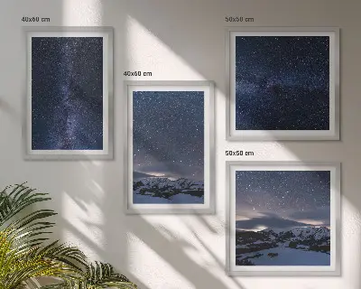 Cielo notturno con montagne e stelle composizione di 4 quadri