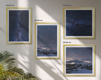 Composizione di 4 quadri Cielo notturno montagne stelle