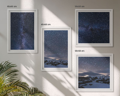 Composizione di 4 quadri Cielo notturno montagne stelle