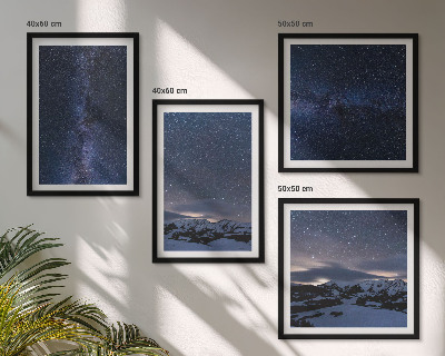 Composizione di 4 quadri Cielo notturno montagne stelle