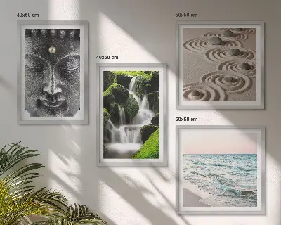 Galleria a parete raffigurante la pace della natura con Buddha