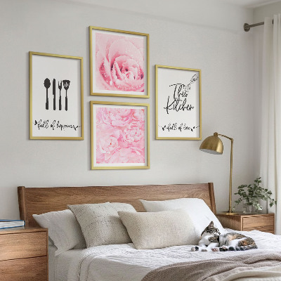 Composizione di 4 quadri Cucina delicata fiori di rosa
