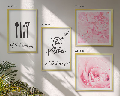 Composizione di 4 quadri Cucina delicata fiori di rosa