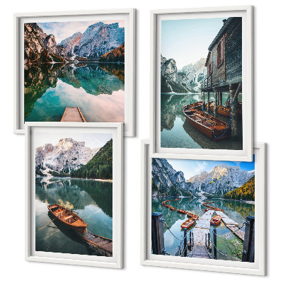 Galleria a parete Lago, montagne, barche, cottage