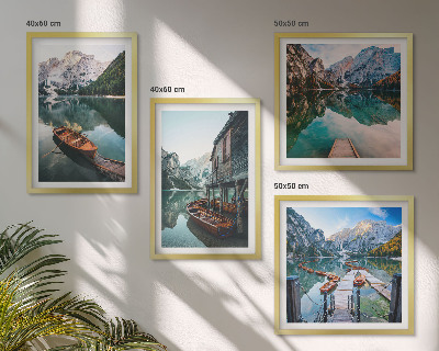 Galleria a parete Lago, montagne, barche, cottage