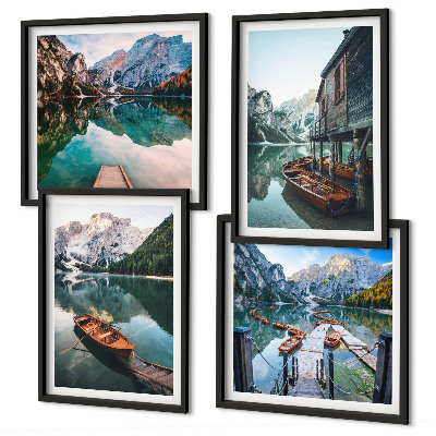 Galleria a parete Lago, montagne, barche, cottage