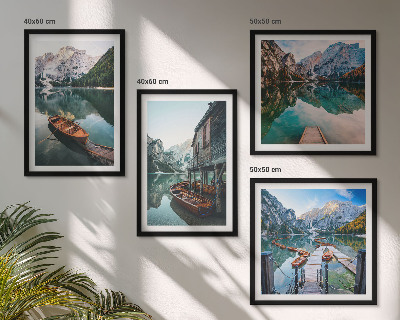 Galleria a parete Lago, montagne, barche, cottage