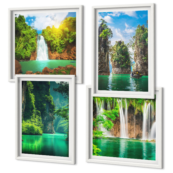 Polittico con cornice Paesaggi verdi cascate