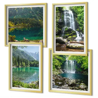 Cascate immerse nel verde composizione di 4 quadri
