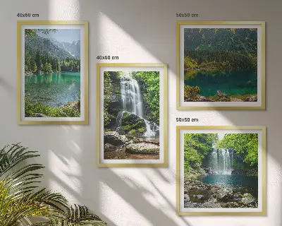 Cascate immerse nel verde composizione di 4 quadri