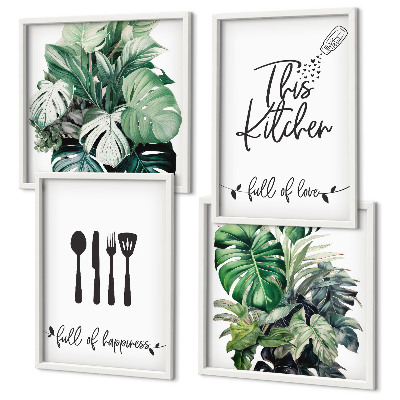 Galleria a parete motivi di utensili da cucina foglie