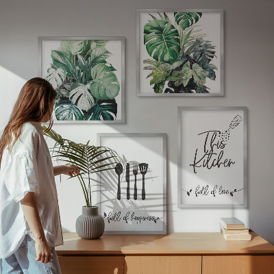 Galleria a parete motivi di utensili da cucina foglie