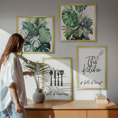 Galleria a parete motivi di utensili da cucina foglie